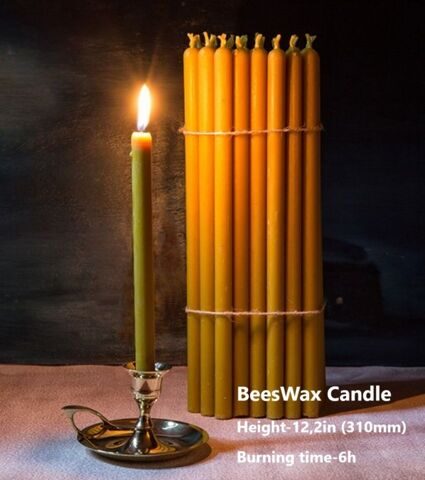 №8 YELLOW Beeswax Candle, Natural Pure Beeswax, Tapers, h-12,2