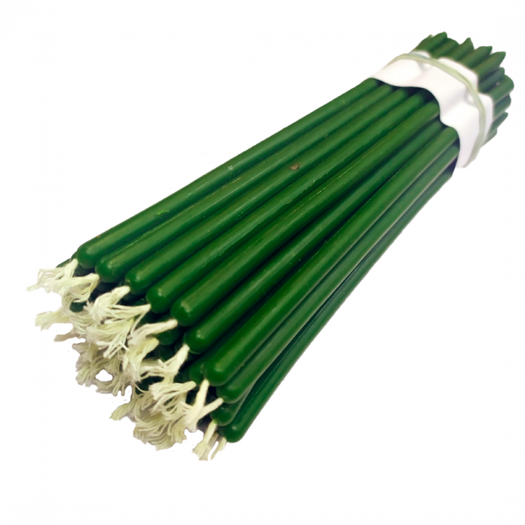 GREEN №20/set 300pcs Beeswax Candle Tamrita.  Natural Pur Beeswax Taper Church Candles, h-11,2"(280mm), d-0,37"(9mm), time-3h