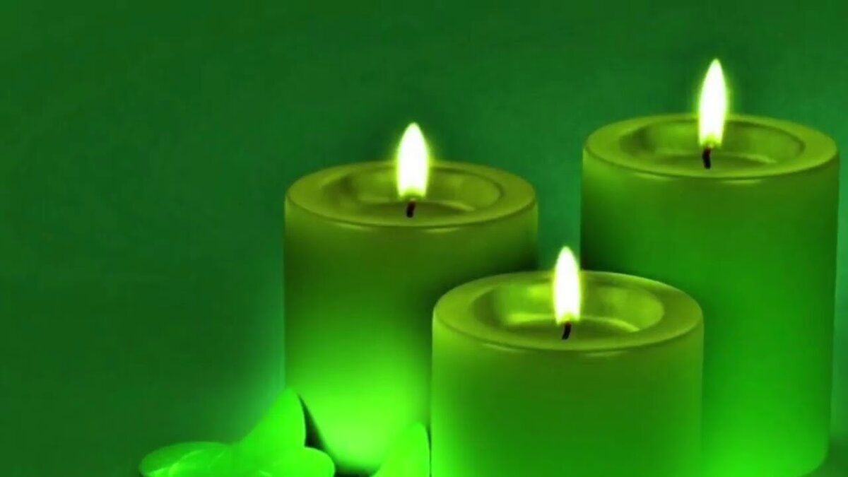 GREEN Candle cylinder 5,9x1,96 in (150х50mm) s\k