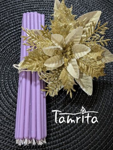 PURPLE №40 Eco Soy Candle Tamrita. Natural Eco Soy wax Taper Candles, h-10,2