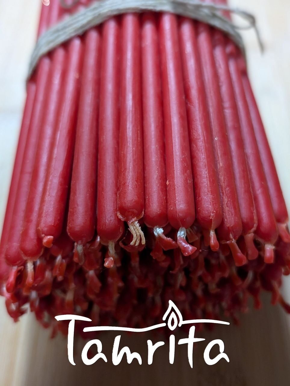 RED №20 Beeswax Candle Tamrita.  Natural Pur Beeswax Taper Church Candles, h-11,2"(280mm), d-0,37"(9mm), time-3h