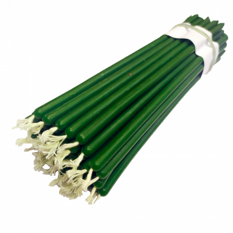 GREEN №40 Beeswax Candle Tamrita.  Natural Pur Beeswax Taper Church Candles, h-10,2