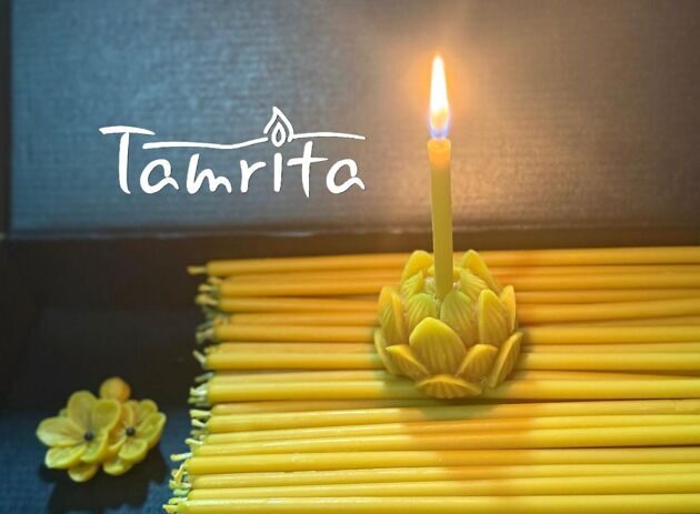 YELLOW №20/set 300pcs Beeswax Candle Tamrita.  Natural Pur Beeswax Taper Church Candles, h-11,2"(280mm), d-0,37"(9mm), time-3h