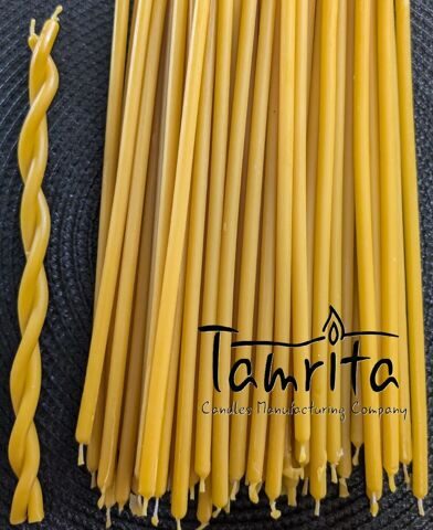 YELLOW №20 Beeswax Candle Tamrita.  Natural Pur Beeswax Taper Church Candles, h-11,2