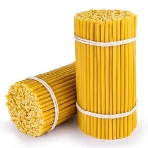 YELLOW №20 Beeswax Candle Tamrita.  Natural Pur Beeswax Taper Church Candles, Yellow, h-11,2"(280mm), d-0,37"(9mm), time-3h