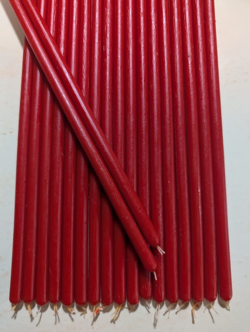 RED №60 Beeswax Candle Tamrita. Natural Pur Beeswax Taper Church Candles, h-9"(230mm), d-0,23"(6mm), time-1h 30min