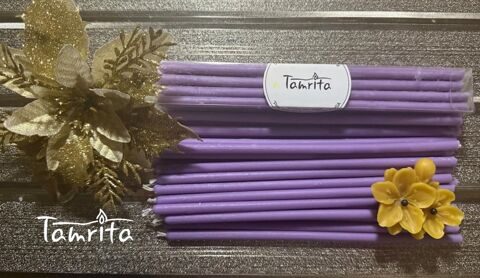 PURPLE №80 Eco Soy Candle Tamrita. Natural Eco Soy wax Taper Candles, h-7,1