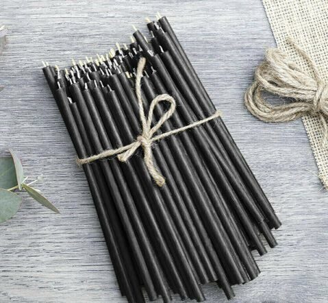 BLACK №60 Candles Monastery Beeswax Natural, Tamrita, h-9"(230mm), d-0,23"(6mm), time-1h 30min