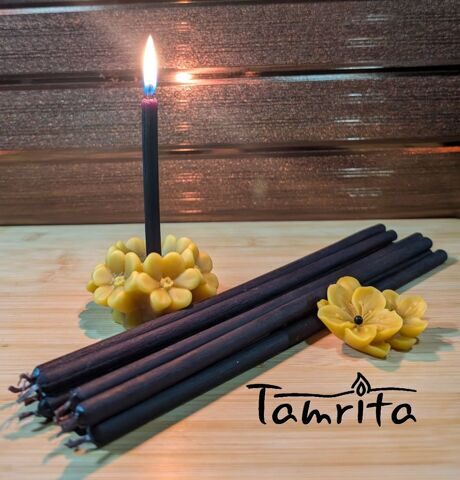 BLACK №60 Candles Monastery Beeswax Natural, Tamrita, h-9