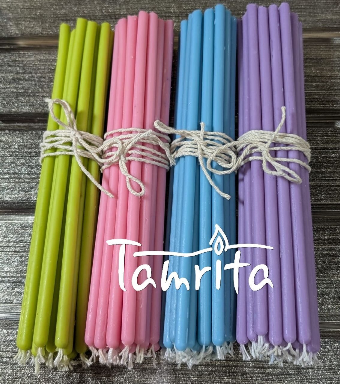 BLUE №40 Eco Soy Candle Tamrita. Natural Eco Soy wax Taper Candles, h-10,2"(260mm), d-0,28"(7,2mm), time-2h