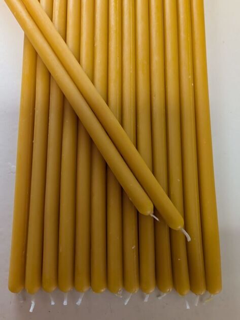 YELLOW №8 Beeswax Candle Tamrita. Natural Pur Beeswax Taper Church Candles, h-12,2"(310mm), d-0,51"(13mm), time-5h