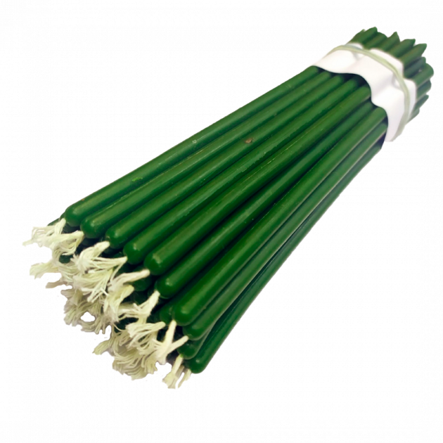 GREEN №20/set 300pcs Beeswax Candle Tamrita.  Natural Pur Beeswax Taper Church Candles, h-11,2"(280mm), d-0,37"(9mm), time-3h